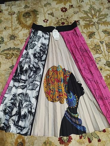 sortik yubka modelleri: Qadınlar üçün plisəli ətək – etnik portret printi mağaza bağlanıb deyə — 2