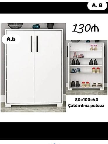 ayakkabı dolabı: Ayaqqabı dolabları – müxtəlif model və ölçülər 1) Model: Ağ yan rəfli — 4