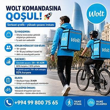 Piyada kuryer tələb olunur, İstənilən yaş, Təcrübəsiz, Gündəlik ödəniş