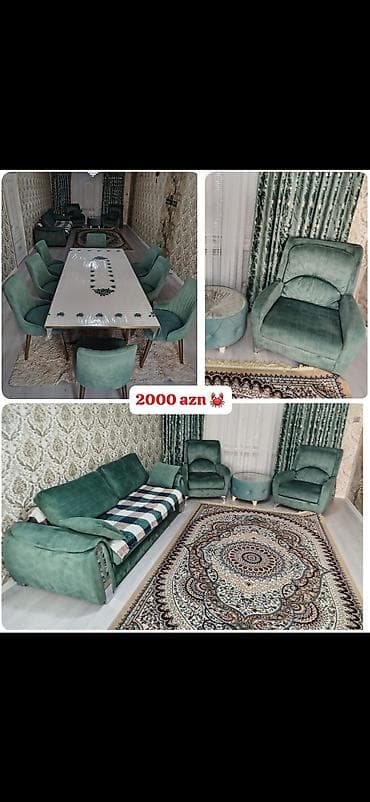 Masa desti Divan ve 2 kreslo *Qiymət: 2000 Azn satilir*. Hamisi