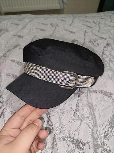 Qara rəngli qadın kapitan üslublu papaq - Model: newsboy/kapitan