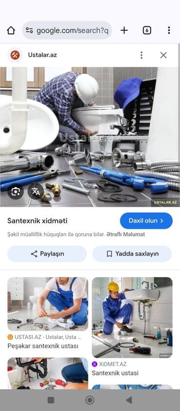 maşın ustası: Santexnik ustası tələb olunur, 6 ildən artıq təcrübə, 6/1 — 1