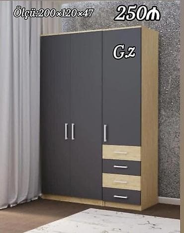 4 qapılı, Siyirməli, Boz, Taxta, Açılan, Düz dolab