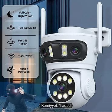 sazz modem satilir: Wi‑Fi PTZ təhlükəsizlik kamerası (2.4 GHz) - 360° müşahidə: Pan 355° — 4