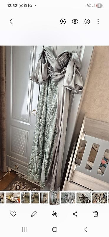 Axşam-dress dəsti - 2 model: 1) Boz-şampan tonlarında atlas və tül