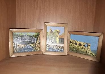 Dekorativ miniatür tablo dəsti - 3 ədəd kiçik ölçülü tablo: mənzərə