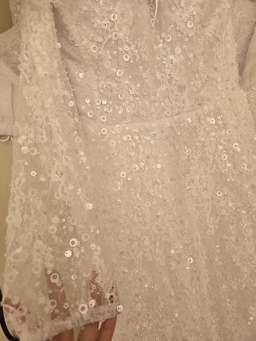 Свадебные платья и аксессуары: Ağ gəlinlik – zərif krujeva və payet işləməli - Model: “off-shoulder” — 4