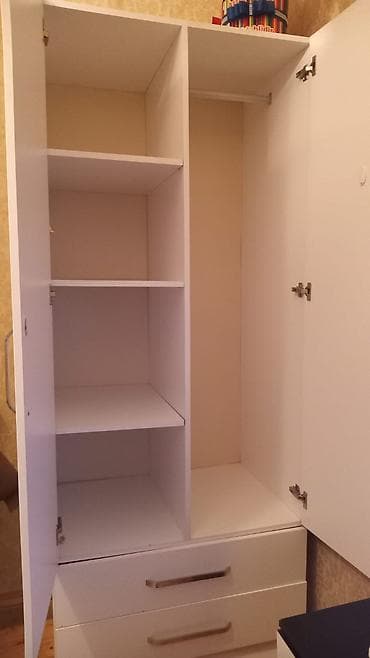 şfonerler: Ağ rəngli iki qapılı paltar dolabı - Material: laminat/LDSP ağ panel — 3