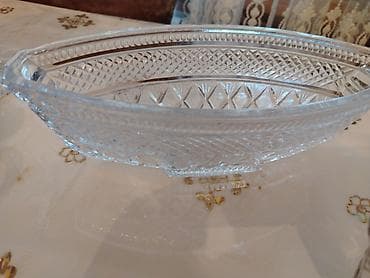 aksesuar qabi: Kəsimli şüşə meyvə/qəlyanaltı boşqabları – 2 ədəd dəst cutu 30 manat — 2