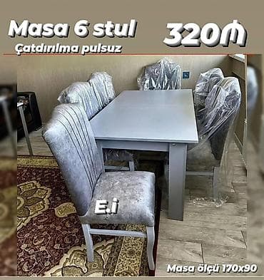stull: Masa dəsti / Masa 6 stul 320Azn💥 ✔️Rəng seçimi var Masa ölçü 90x160 — 5