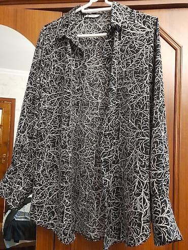 ic geyim: Qara-ağ naxışlı qadın köynəyi - Brend: Seel Fashion - Ölçü: 46 — 1