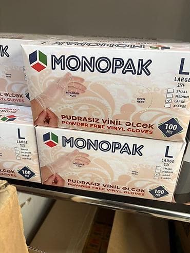 robot əlcək: MONOPAK birdəfəlik əlcəklər Məhsul növləri: - Pudralı lateks əlcək — 2