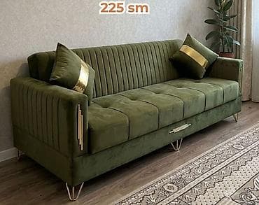 oturaca: Zeytun-yaşıl rəngli, 225 sm ölçüdə müasir divan. - Parça: yumşaq — 1