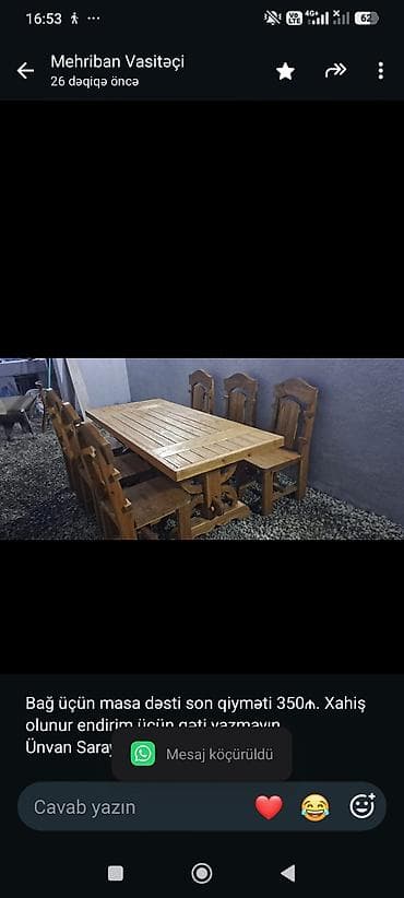 kontakt svarka aparati: Bağ üçün masa dəsti son qiyməti 350₼. Xahiş olunur endirim üçün qəti — 1