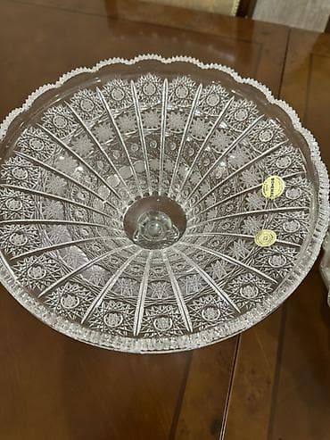 Şüşə/kristal ayaqlı meyvə və şirniyyat qabı - Material: qalın — 2