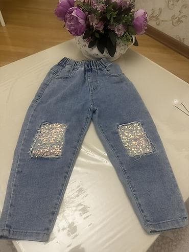 Uşaq cins şalvarı - Rəng: klassik açıq mavi denim - Ölçü: 120