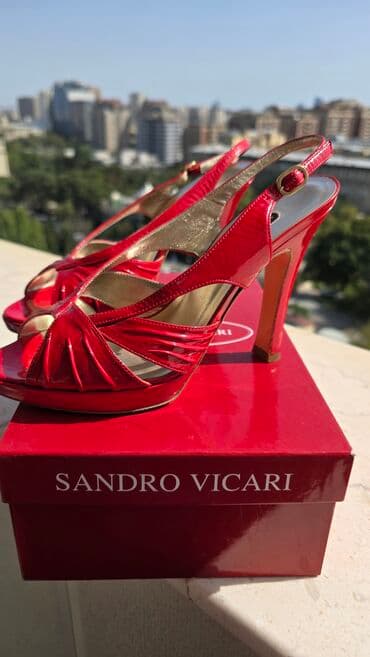женские босоножки на танкетке: Sandro Vicari qadın ayaqqabısı - Rəng: Rosso (parlaq qırmızı) - Ölçü — 4
