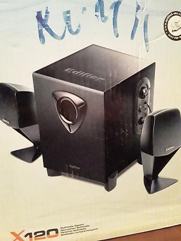 Genius subwoofer + Edifier X120 2.1 akustika qutusu + masaüstü — 3