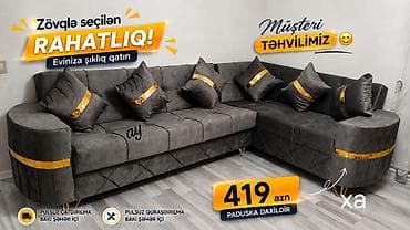 Künc divan dəsti – müasir stil və komfort – Rəng: tünd boz (qaseti