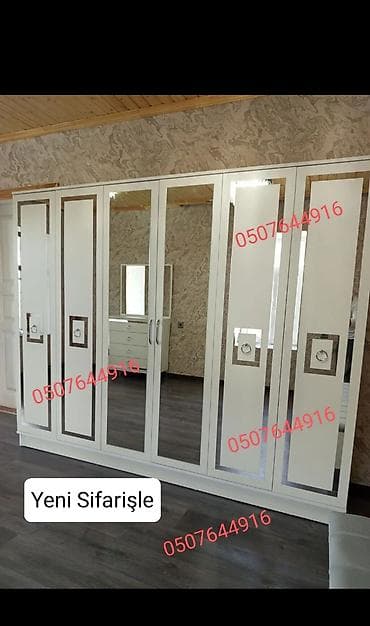 demir taxt: Düz dolab, Yataq otağı üçün, Qarderob, Açılan, Quraşdırıla bilən, 6 qapı — 1