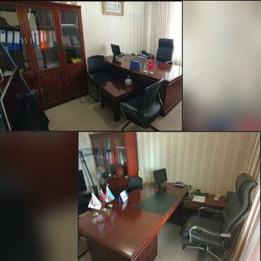 Ofis mebel dəsti – klassik tərzdə, tünd qəhvəyi (maun rəng) taxta