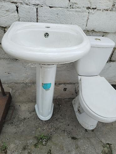 kreditle aboylar: Sanitar qovşaq dəsti – unitaz + ayaqlı əl-üz yuyan (pedestal lavabosu) — 1