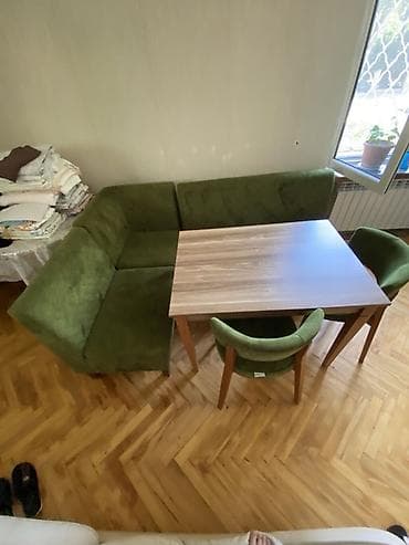 Mətbəx/nahar dəsti - Komplekt: L formalı yumşaq künc divan, 4 ədəd — 2