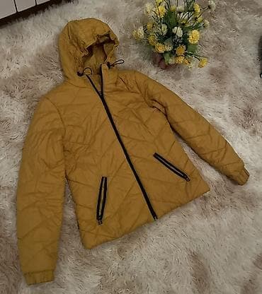 Xardal rəngli kapüşonlu qışlıq/qışa uyğun jaket - Rəng: xardal