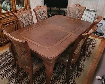 Для гостиной, Б/у, Прямоугольный стол, 6 стульев at lalafo.az Для гостиной, Б/у, Прямоугольный стол, 6 стульев
