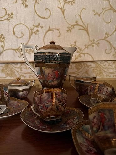 servis: Qəhvə dəsti, rəng - Qızılı, Farfor — 2