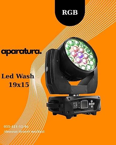Mikrofonlar: 📢 Led Wash 19x15 RGBW Zoom – Peşəkar Səhnə İşığı Səhnə, şadlıq — 2