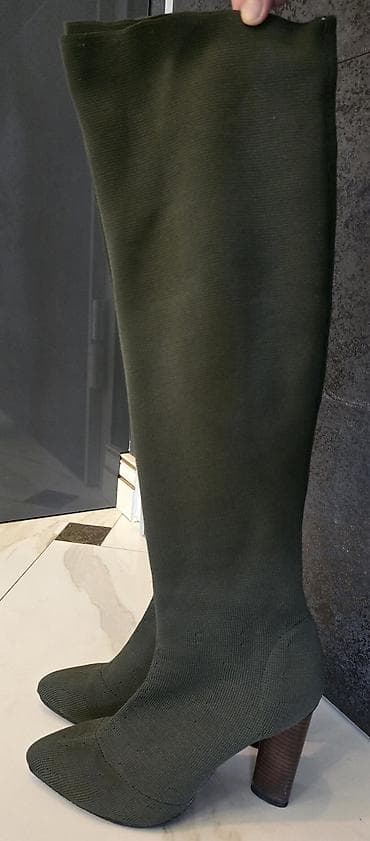 uzun cekme: Qadın uzun çəkmələr – zeytun-yaşıl rəng - Model: dizə qədər uzanan — 2