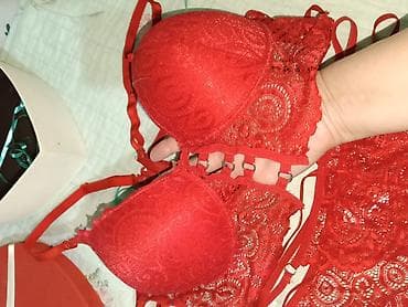 dest geyimler: Qırmızı krujeva iç geyim dəsti – hədiyyə qutusunda - Dəst: push-up — 3