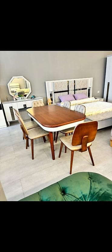 kuxna usdolu: Mətbəx üçün, Açılmayan, Dördbucaq masa, 6 stul — 7