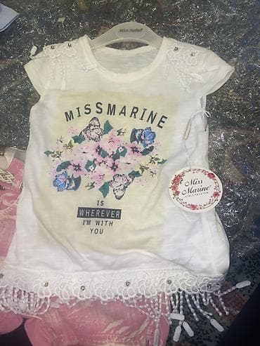 moms 4: Qız uşaqları üçün yay geyim dəsti və denim modelləri - Ağ rəngli — 4