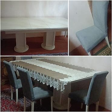 Qonaq otağı üçün, İşlənmiş, Açılan, Kvadrat masa, 6 stul