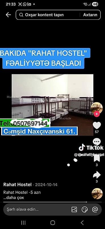 yahya huseynov kucesi: Rahat Hostel – Bakı Ünvan: Cəmşid Naxçıvanski 61 Xidmət — 2