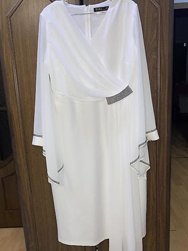 muncuqdan canta: Ağ rəngli ziyafət donu – SARA brendi - Klassik V-yaxa və qabarıq — 1