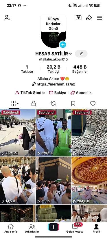 Soyuducu avadanlığı: Satılır: hazır TikTok hesabı – dini/mənəvi məzmun nişində Profil adı — 1