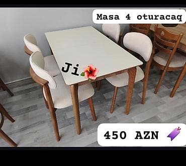 Mətbəx üçün, Açılmayan, Dördbucaq masa, 4 stul