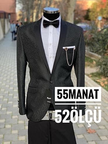 Şık kişi smokinq dəsti - Rəng: Qara - Üst: Atlaz parıltılı, naxışlı