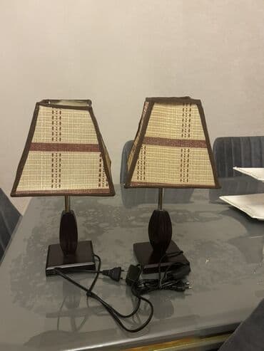 taxta qiymətləri: İki ədəd masa lampası dəsti - Korpus: tünd qəhvəyi rəngdə, kvadrat — 1