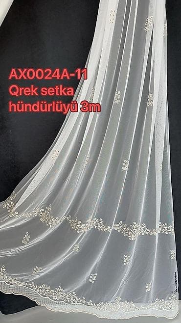 tula: Model: AXP0239A (2, 3, 4) Təsvir: - Zərif tül pərdə parçası – şəffaf — 9