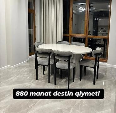 Qonaq otağı üçün, Yeni, Açılmayan, Oval masa, 6 stul — 1