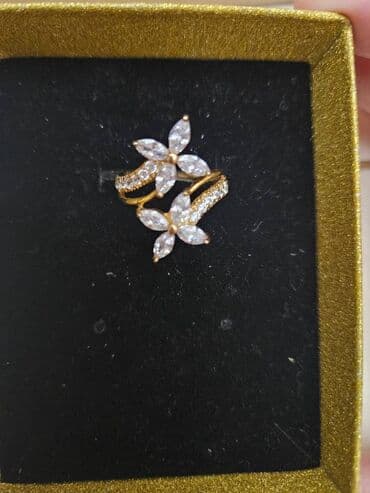 Сумки: Qızıl rəngli, gül motivli bəzəkli üzük Gümüş 925 - Dizayn: İki ədəd — 4