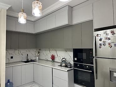 qranit tava: Mətbəx mebel dəsti – L formalı, müasir dizayn - Üst və alt dolablar — 3