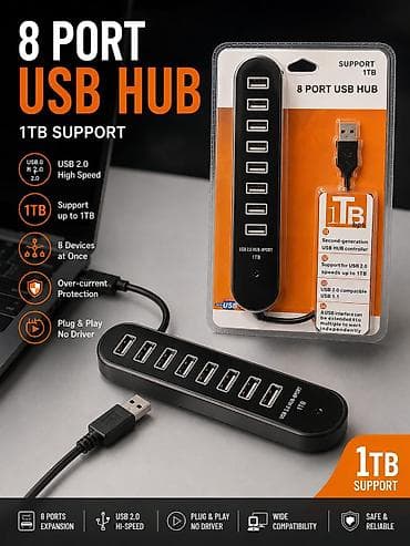 hdd 2 t: 8 portlu USB Hub – USB 2.0 Hi‑Speed Xüsusiyyətlər: - 8 USB port: eyni — 1