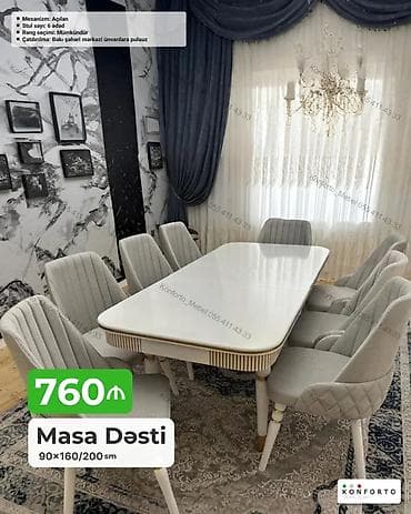 Masa Dəsti – 90×160/200 sm - Forma: düzbucaqlı, yumru künclü üstlük - — 1