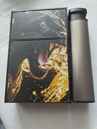 hamam xalat: Siqaret qutusu üçün dəst – bədii panter çaplı sərt futlyar və — 1