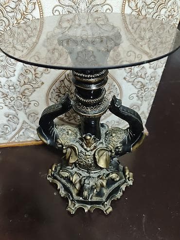 Pərdə və jalüzlər: Dekorativ masaüstü şamdan/mini sehpə - Material: ağır, möhkəm — 2